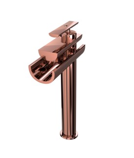 Single Lever High Neck Basin Mixer - Blush Gold PVD