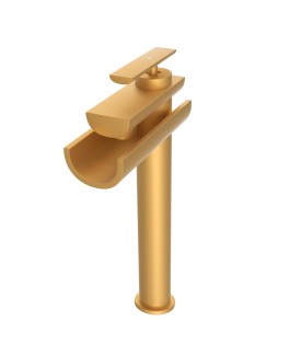 Single Lever High Neck Basin Mixer - Gold Matt PVD