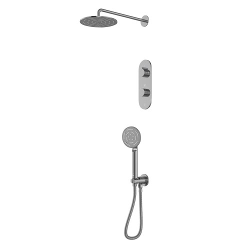 Combo of Aquamax Thermostatic Shower Mixer with 2-way diverter , Shower Arm, Overhead Shower, Hand Shower, Shower Hose & Wall Outlet