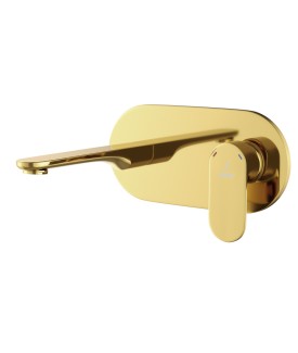 2 Hole Wall Mounted Basin Mixer - Gold Bright PVD