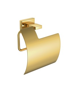 Toilet Paper Holder with Lid - Gold Bright PVD