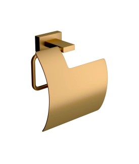 Toilet Paper Holder with Lid - Gold Matt PVD