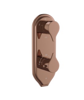 Thermostatic Shower Valve with 5-Way Diverter - Blush Gold PVD