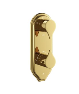 Thermostatic Shower Valve with 5-Way Diverter - Gold Bright PVD