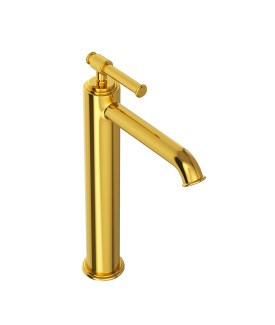 Single Lever High Neck Basin Mixer - Gold Bright PVD