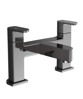 2 Hole H Type Bath Filler - Black Chrome