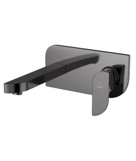 2 Hole Wall Mounted Basin Mixer - Black Chrome