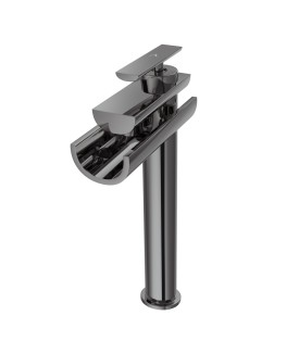 Single Lever High Neck Basin Mixer - Black Chrome