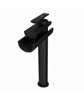 Single Lever High Neck Basin Mixer - Black Matt