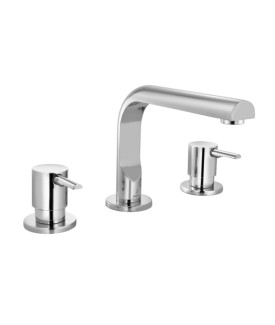 3-Hole Basin Mixer Round Spout - Chrome