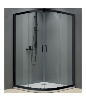 Delta : Double Door Quadrant - Black Frame | Clear Glass-900x900 mm