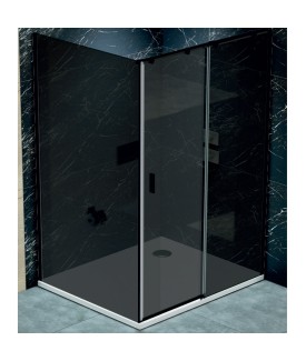 Fusion Plus “L” shaped shower enclosure (Left Version) - Black Frame | Black Glass-800x1200 mm