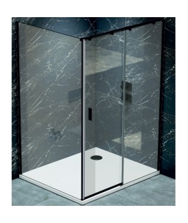 Fusion Plus “L” shaped shower enclosure (Left Version) - Black Frame | Clear Glass-800x1200 mm