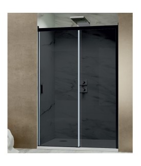 Optima Wall to wall shower enclosure - Black Frame | Black Glass-1000 mm