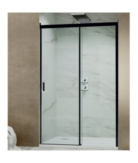 Optima Wall to wall shower enclosure - Black Frame | Clear Glass-1000 mm