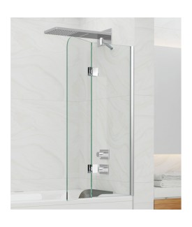 Tub Mounted Bath Screen with Swing Door - Chrome Frame | Clear Glass-800 mm