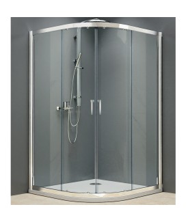 Delta : Double Door Quadrant - Chrome Frame | Clear Glass-900x900 mm