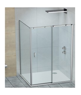 Fusion Plus “L” shaped shower enclosure (Left Version) - Chrome Frame | Clear Glass-800x1200 mm