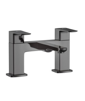 2 Hole H Type Bath Filler - Black Chrome