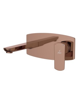 2 Hole Wall Mounted Basin Mixer - Blush Gold PVD