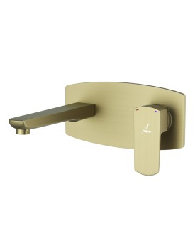 2 Hole Wall Mounted Basin Mixer - Brass Matt