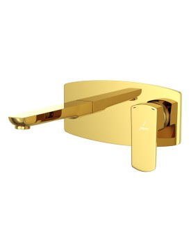 2 Hole Wall Mounted Basin Mixer - Gold Bright PVD