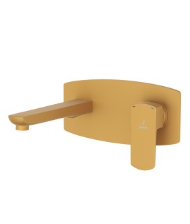 2 Hole Wall Mounted Basin Mixer - Gold Matt PVD