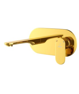 2 Hole Wall Mounted Basin Mixer - Gold Bright PVD