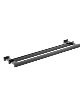 Twin Towel Rail 600mm Long - Black Chrome