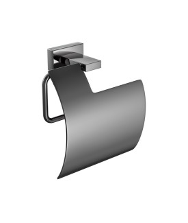 Toilet Paper Holder with Lid - Black Chrome