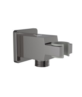 Square Wall Outlet - Black Chrome