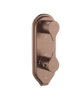 Thermostatic Shower Valve with 4-Way Diverter - Antique Copper